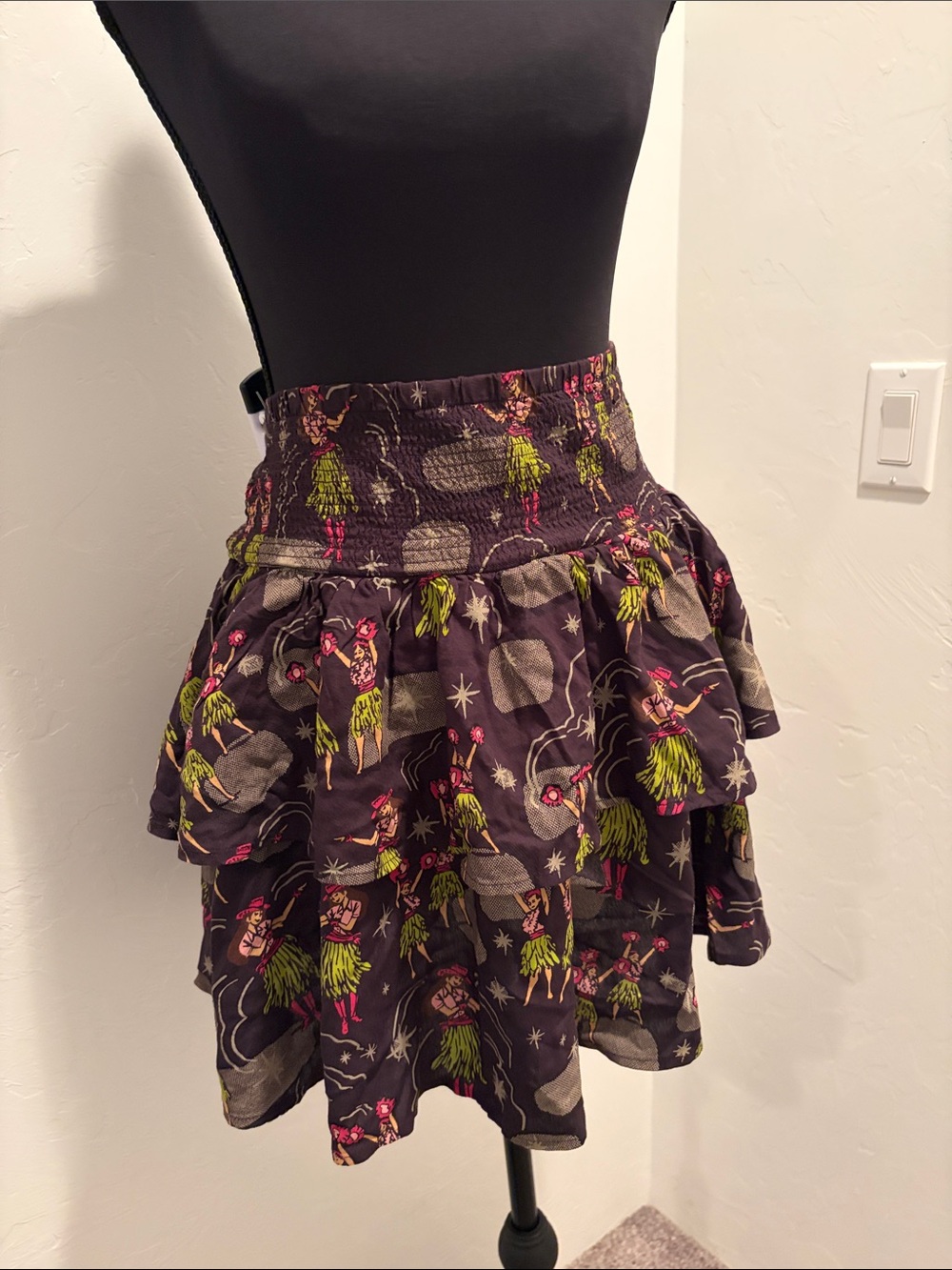 Ariat Black Mini Skirt with Neon Hula Girl Print